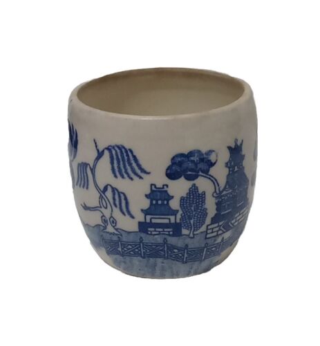 Vintage Chinese Restaurant Ware Blue Willow Handleless Cup, Custard Or Egg... - Picture 2 of 5