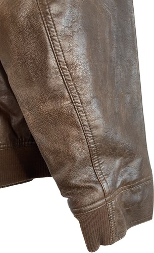Apt 9 Faux Leather Bomber Jacket Coat Brown Size XXL Very Nice! - Picture 4 of 6