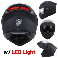 NEW Flip up Modular Full Face Motorcycle Snowmobile Helmet 2 Dual Visor LED DOT