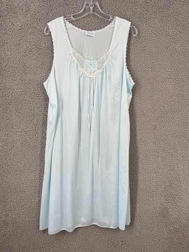 Vtg Lorraine Nylon Lace 1X Nightgown Robe Peignoir Set Lingerie Blue Maxi USA - Picture 2 of 12