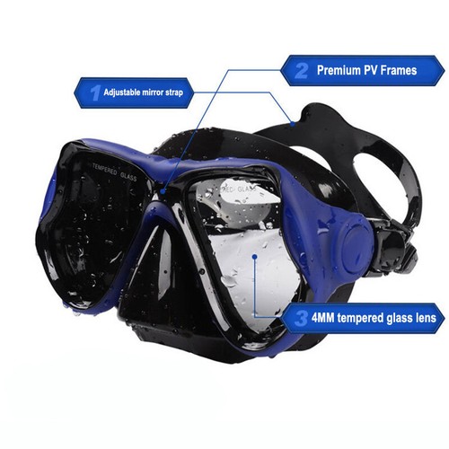 Adult Tempered Glass Diving Set Scuba Anti-Fog Goggles Snorkeling Mask Tube - Picture 4 of 17