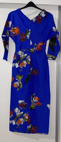 ZARA BLUE FLORAL PRINT LIMITED EDITION DRAPED LINEN COTTON BLEND DRESS SIZE S - Picture 14 of 14