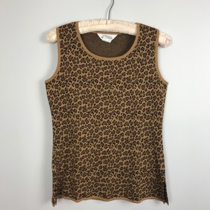 Exclusively-Misook-Cheetah-Leopard-Print-Tank-Top-Acrylic-Sleeveless-Knit-S