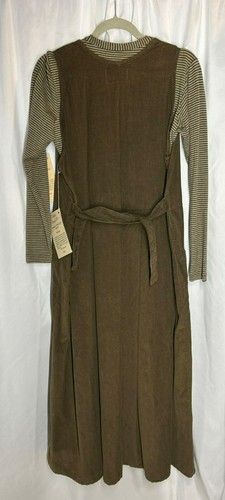 Flax By Jeanne Engelhart M Brown Corduroy Pinafore Dress & Striped Top Set NWT - Imagen 2 de 14