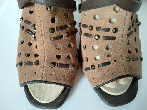 Fergie "Magnetized" Tab Suede Open Toe & Heel Ankle Boots 7.5-M - Picture 4 of 13