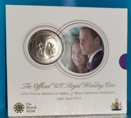 Kate Middleton Prince William Royal Wedding Silver Coin Family 2011 Catherine UK - Foto 1 di 18