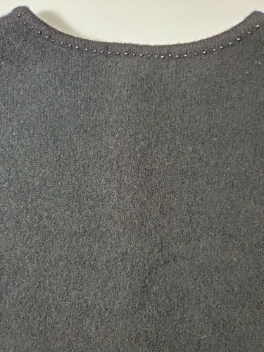 The Limited Girls Lambs wool Black Cardigan Sweater Size Large Beaded - Picture 7 of 7