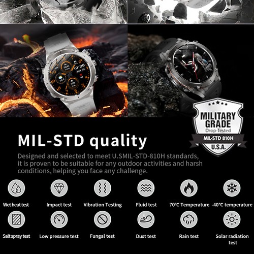 Military Rugged GPS Smart Watch (Call Receive/Dial) Tactical Fitness Tracker - Picture 6 of 28