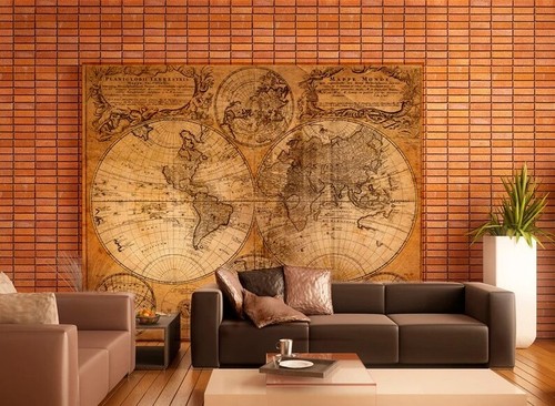 Old World Map Wall Mural, Retro, Vintage Style Wallpaper, Peel And Stick Decal - Picture 4 of 12