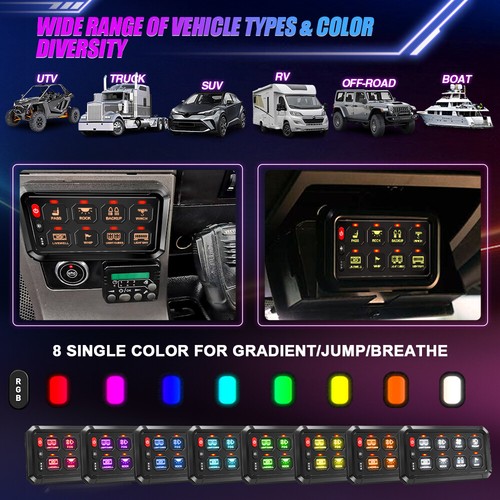 RGB 6/8/12 Gang Switch Panel On-Off LED Lights Circuit Control Relay System - Picture 37 of 71