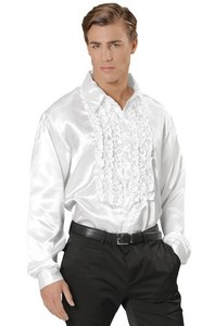 disco shirt fancy dress ruffle xxl satin chest costume 70s