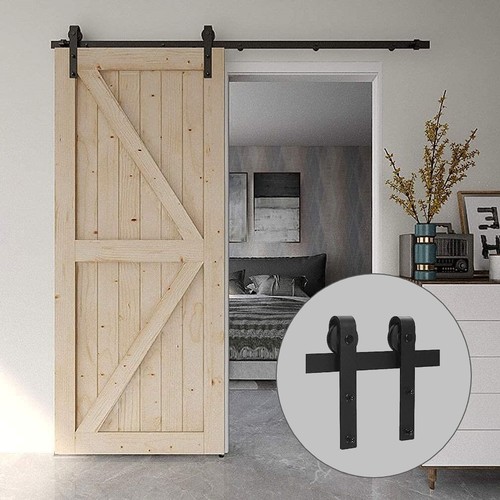 Kit de herrajes para puerta corredera de granero negro moderno armario estilo colgante riel de pista - Imagen 5 de 10