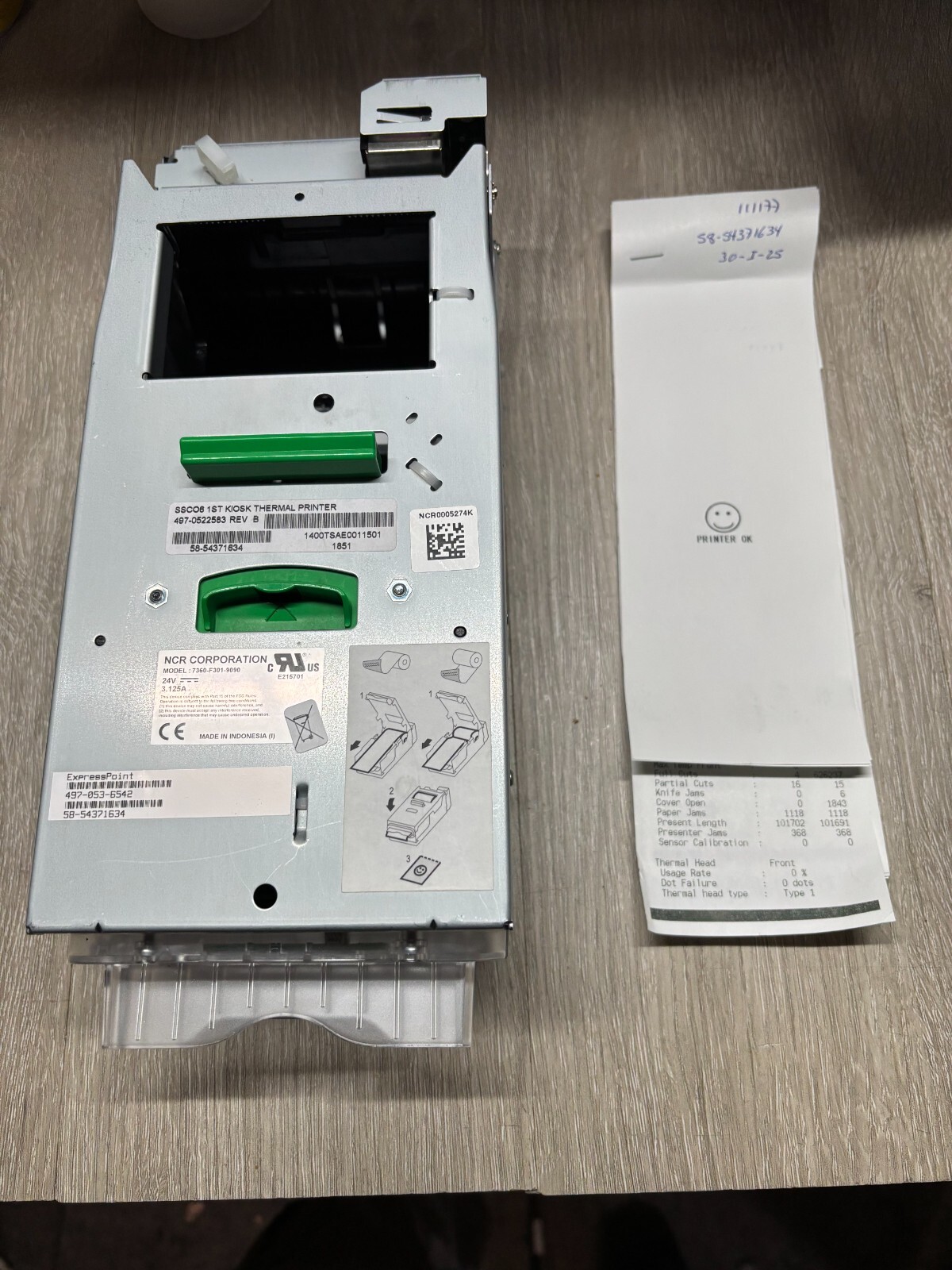 NCR SSCO6 FastLane SelfServ Checkout Kiosk Thermal Printer 7360-F301-9090