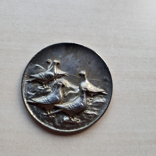 Silvered PIGEON Dove Prize emblem Plaque medal Tauben - Picture 1 of 2