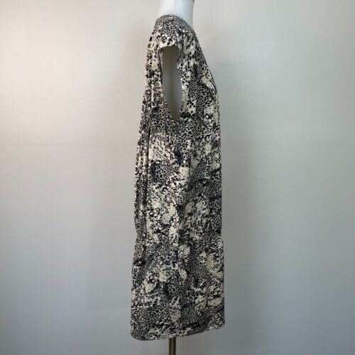 Kensie Dress Large Black Beige Animal Print Elastic Waist Stretch Women's NWT - Picture 6 of 12