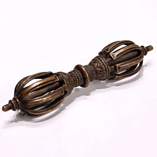 Budismo tibetano 15,5 cm mortero Buda de cobre y turquesa Dorje Vajra - Imagen 7 de 10