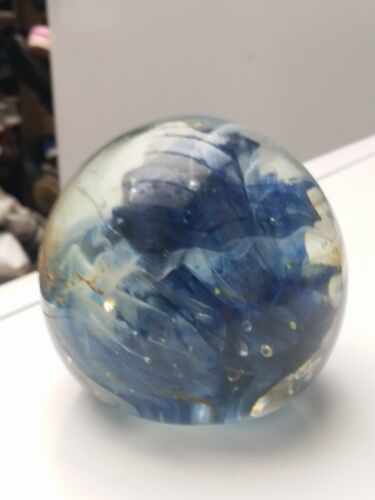 Large Vintage Isle Of Wight Glass Paperweight With Flame Pontil ~ Swirls ~ - Picture 2 of 8