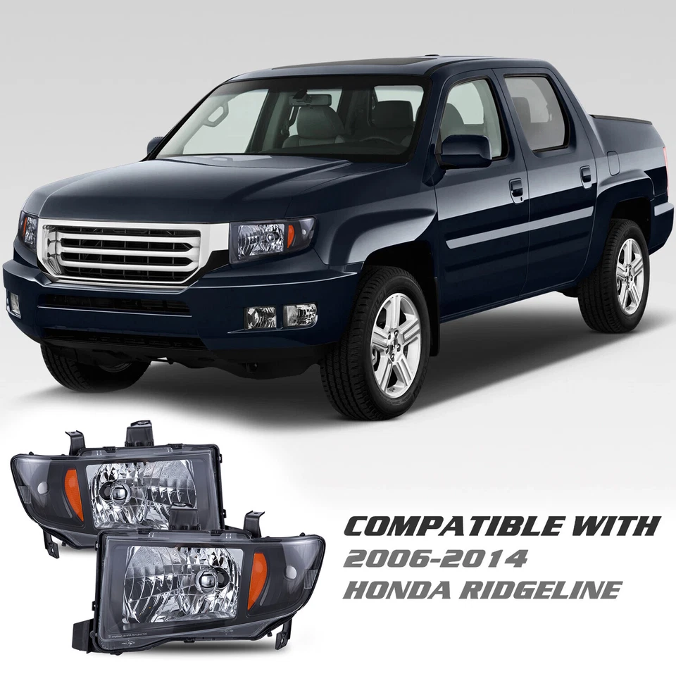 Conjunto de faros para Honda Ridgeline 2006-2014 par negro ámbar Foto 4 de 4