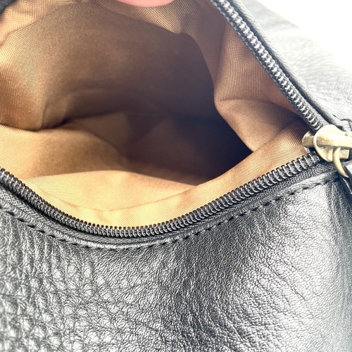 Vintage Hobo International schwarz Kieselleder Hobo Schultertasche Geldbörse Messing - Bild 13 von 18