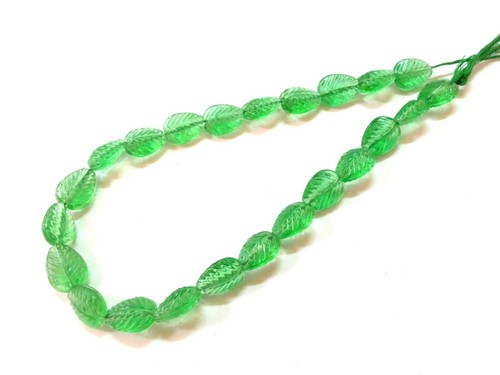 1 hebra hoja de pera de cuarzo verde forma tallada 11x14 mm cuentas de 10" pulgadas, cuentas de hoja - Imagen 7 de 7