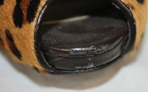 Ralph Lauren Shoes Heels Hair Calf Animal Leopard Peep Toe Stiletto Brown  8 - Picture 4 of 10