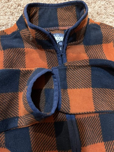 Osh Kosh Boys Buffalo Plaid Fleece Cardigan Size 6 Worn Once - Picture 5 of 6