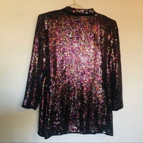 Vintage Neiman Marcus Damen Pailletten Blazer kleine BoxO 100 % Seide bunt - Bild 3 von 5