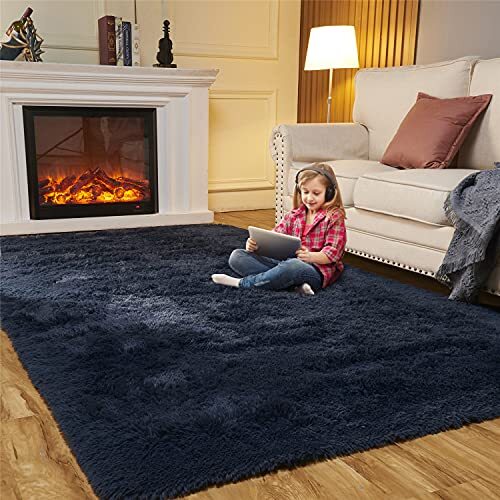 Area Rugs for Bedroom Living Room, 5ft x 7ft Navy Assorted Sizes , Colors - Picture 1 of 69