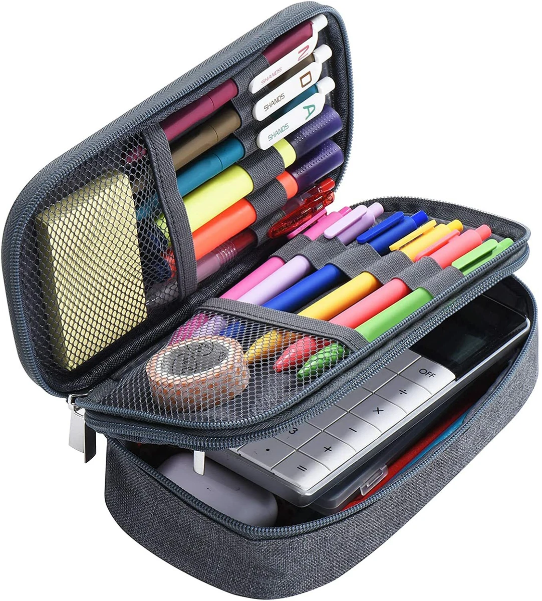 Big Capacity Pencil Case 3 Compartments Canvas Bag Multifunctional Marker  Pen Po