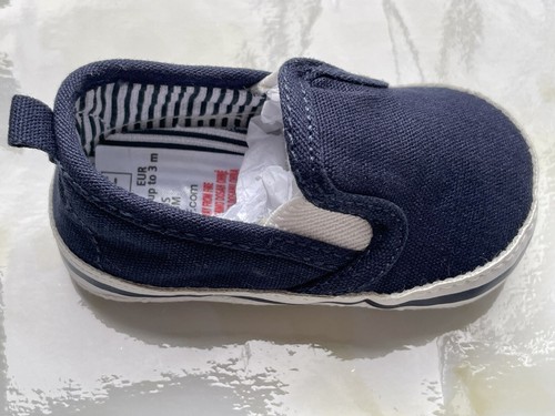 Baby Boy Navy Summer Canvas Soft Sole Loafer Slip On Pram Shoes Boat Deck First - Picture 20 of 24
