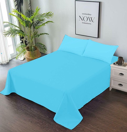 Sábana plana de algodón egipcio marca 1000TC + 2 fundas de almohada AU doble todos los colores - Imagen 166 de 187