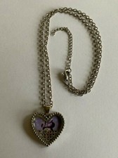 Disney Necklace Minnie Mouse Purple Heart Crystals Gems Jewels Silver Disney JCM