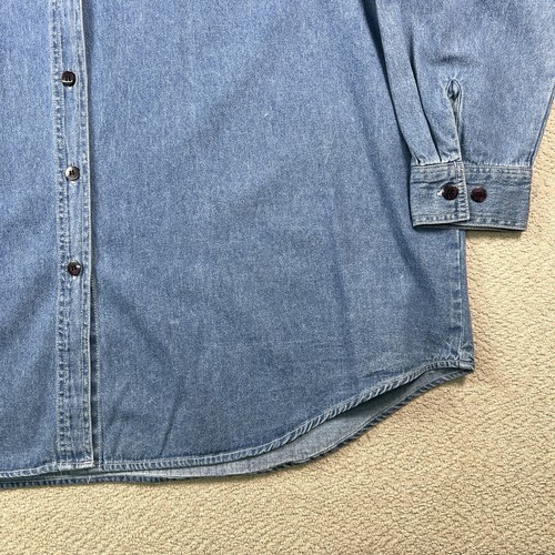 Camisa Bobby Brooks Campanas de Navidad Abotonadas Mujer 22W Azul Denim Bordado - Imagen 6 de 10