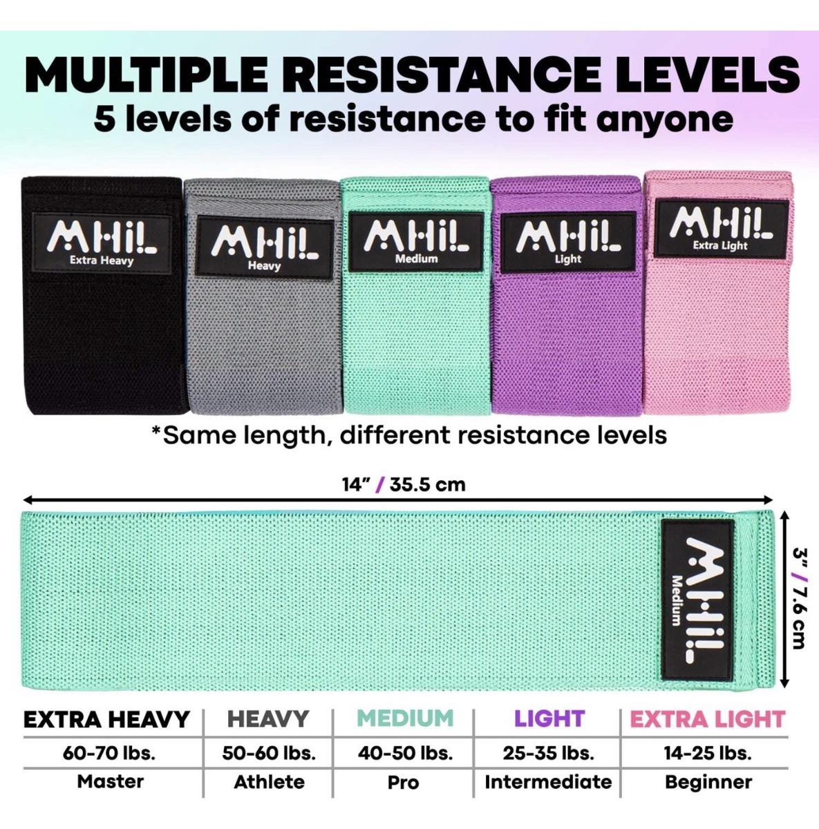 Mhil 5 Resistance Bands Set Best Exercise Bands Booty Bands for Women and Men eBay