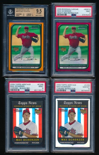 2008 Bowman Chrome Draft Max Scherzer Refractor RC BGS 9.5 GEM MINT - Picture 3 of 4
