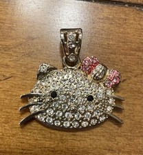 Clear Rhinestone Crystal Hello Kitty Pink Hair bow Pendant charm