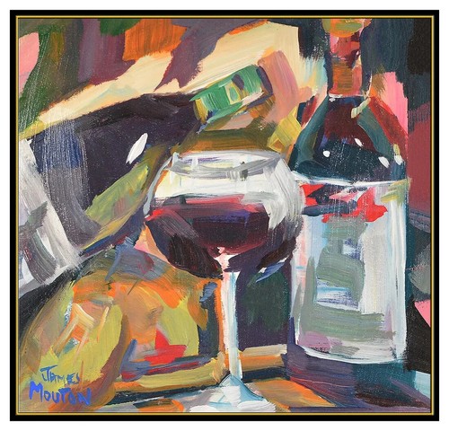 James Mouton Original Oil Painting On Board Still Life Signed Wine Framed Art - Picture 2 of 4