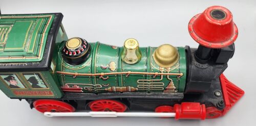 Vintage Tin Trade Mark Modern Toys Western Train Locomotive Battery Japan Read - Foto 3 di 8