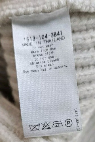 United Arrows Women's Sweater Medium Cream Wool Knit Ribbed Mock Fisherman - Picture 8 of 8