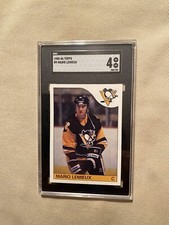 1985-86 TOPPS MARIO  LEMIEUX ROOKIE CARD  #9 PITTSBURGH PENGUINS HOF GRADED 4