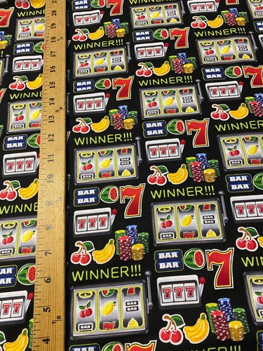 LUCKY SEVEN SPIELAUTOMAT OBST POKER CHIPS SCHWARZ BAUMWOLLSTOFF FQ - Bild 3 von 3