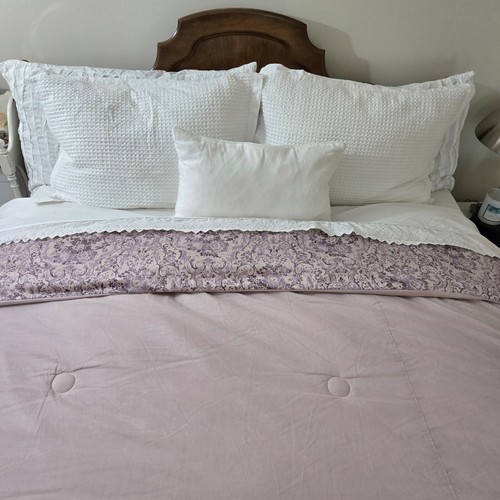 RARE Rachel Ashwell Comforter Fiona Purple Floral Velvet Border Reverses RETIRED - Picture 11 of 17