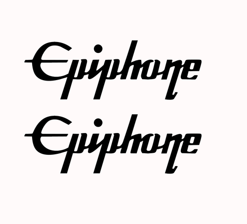 Pair Epiphone Guitar Logo 6" Wide White Vinyl Decal Sticker - Picture 12 of 21