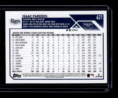 2023 Topps Series 2 #621 Isaac Paredes oro/2023 - Foto 2 di 2