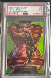 #/75 Tyler Herro PSA 9 MINT 2019-20 Panini Select Neon Green Prizms RC #63