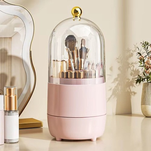 360° Rotating Cosmetics Display Case With Lid Storage Box Makeup Brush - Bild 7 von 14