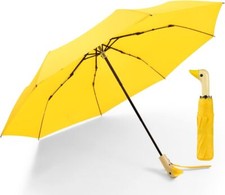 LEAGERA Compact Umbrellas for Rain Sun, Travel Umbrella Cute 37inch, Yellow