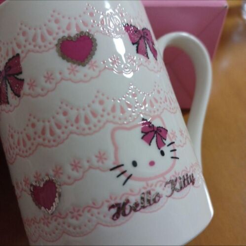 Tasse rose Hello Kitty neuve avec boîte Sanrio japonais rétro Kawaii rose F/S - Photo 1 sur 10