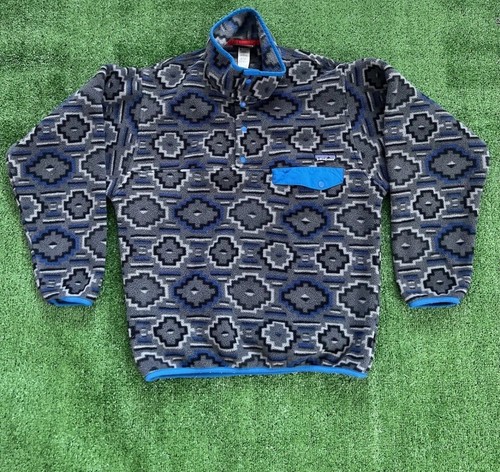 Patagonia Aztec Synchilla Snap-T Fleece Vintage Men Gr. S in Blau / Grau RAR - Bild 2 von 4