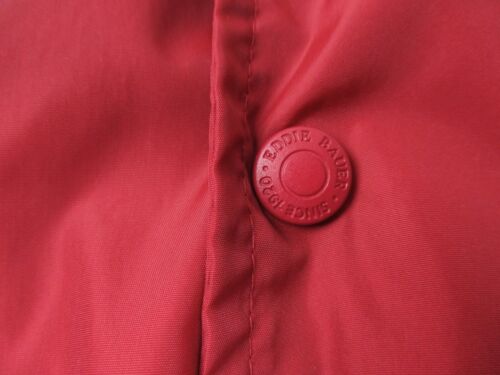 Vintage Eddie Bauer Jacket Mens Large Red Snap Windbreaker American Style Print - Picture 4 of 19